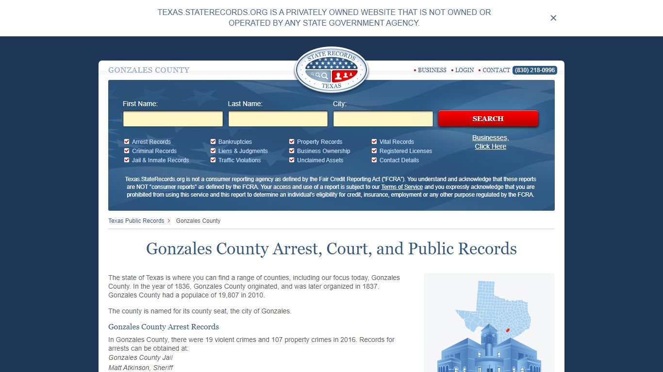 Gonzales County Arrest, Court, and Public Records