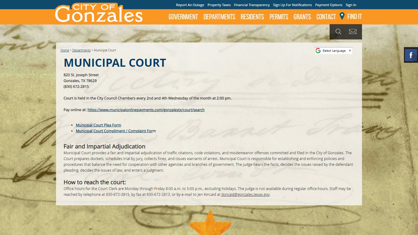 Municipal Court - Gonzales, Texas